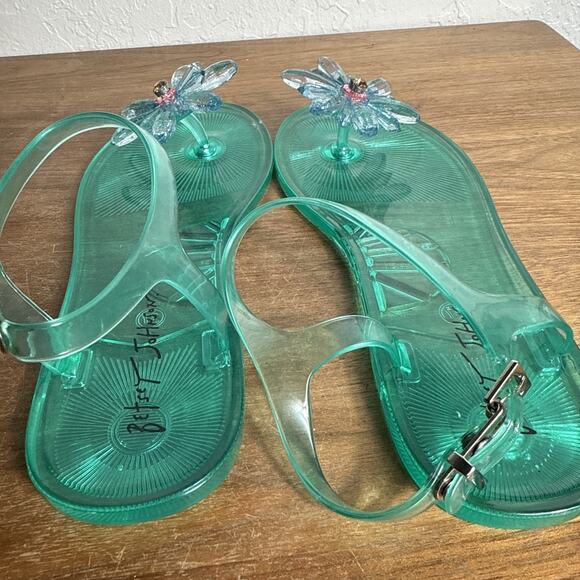 Betsey Johnson Jelly Sandals Size 7 Neon Green Flower Embellish Ankle Strap NWOB - Picture 9 of 9